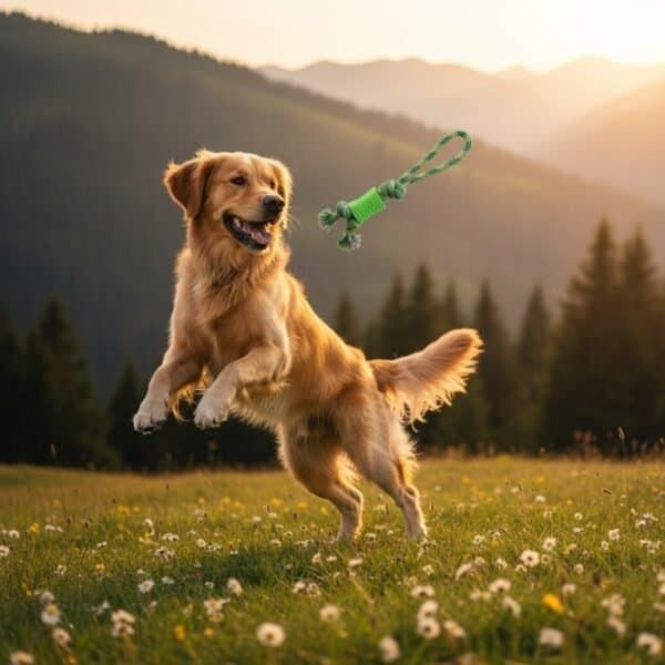 lanzador mordedor green 35 cm moly | juguete resistente para perros activos