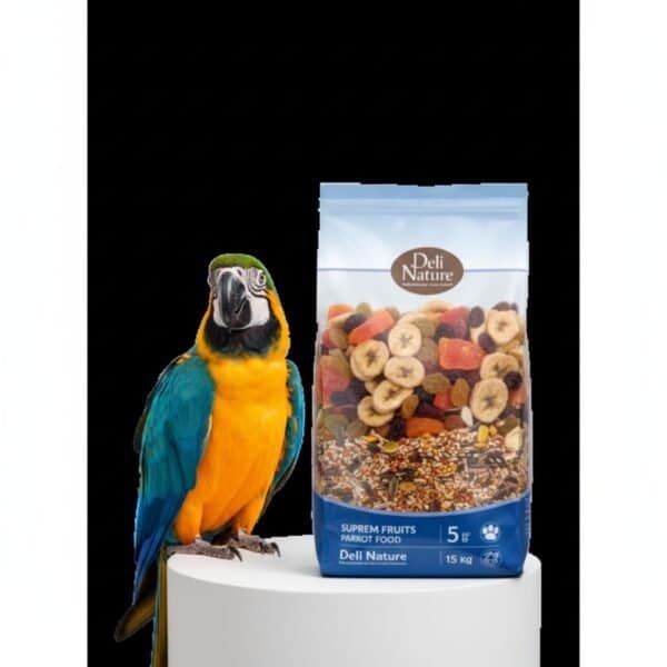 loros supreme fruit deli nature 15 kg | con frutas naturales | alimentación completa y equilibrada para loros y cotorras