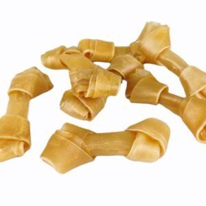 Huesos con nudo para perros, snack natural resistente de 20 cm, ideal para morder y divertir a tu mascota.