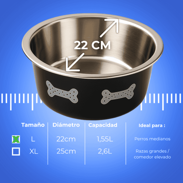 comedero doble regulable en altura moly | 2 cuencos de 1.55 l para perros medianos y grandes