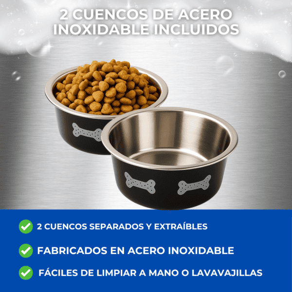 comedero doble regulable en altura moly | 2 cuencos de 1.55 l para perros medianos y grandes