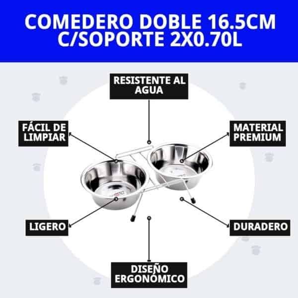 Comedero doble para mascotas, resistente, duradero y fácil de limpiar. Perfecto para ofrecer alimentación equilibrada a tu mascota.