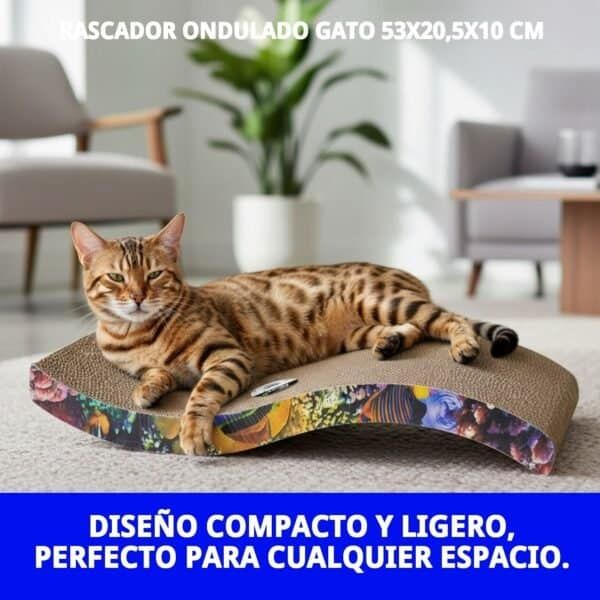 rascador ondulado gato 53x20,5x10 cm