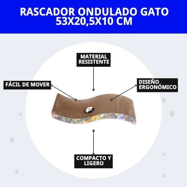 rascador ondulado gato 53x20,5x10 cm