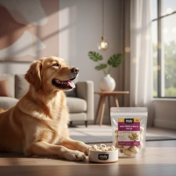 galletas mini rolls de médula 200 g | snack relleno y crujiente para perros – moly