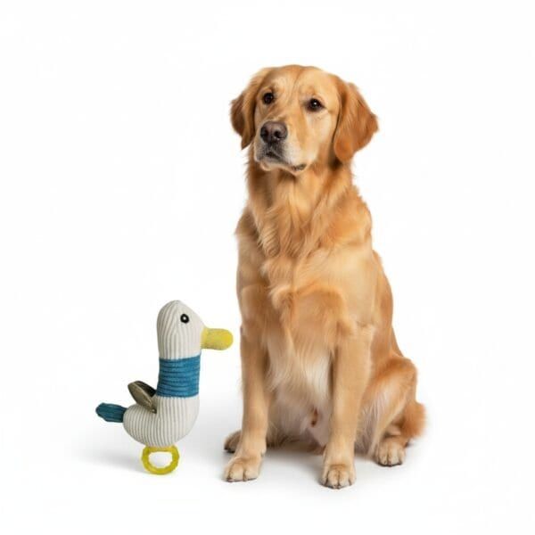 peluche duck con mordedor de silicona 22 cm moly | juguete interactivo, suave y resistente para perros