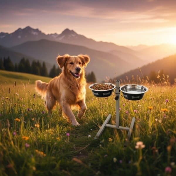 comedero doble regulable en altura moly | 2 cuencos de 1.55 l para perros medianos y grandes