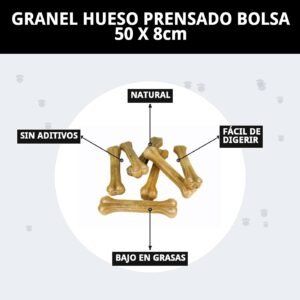 Huesos prensados para perros pequeños, 50 unidades, natural y fácil de digerir.