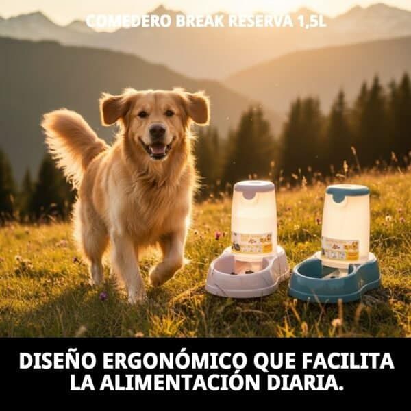 Comedero para perros 1,5L con diseño ergonómico, fácil de usar y ideal para alimentaciones diarias en exteriores.
