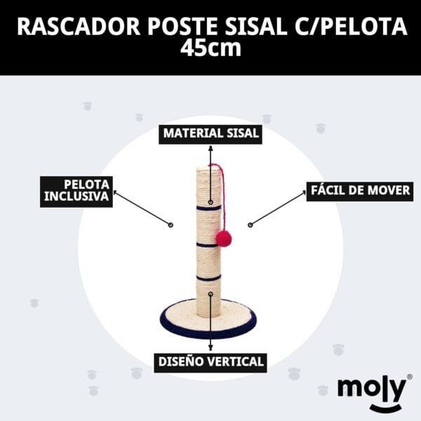 rascador poste sisal c/pelota 45cm