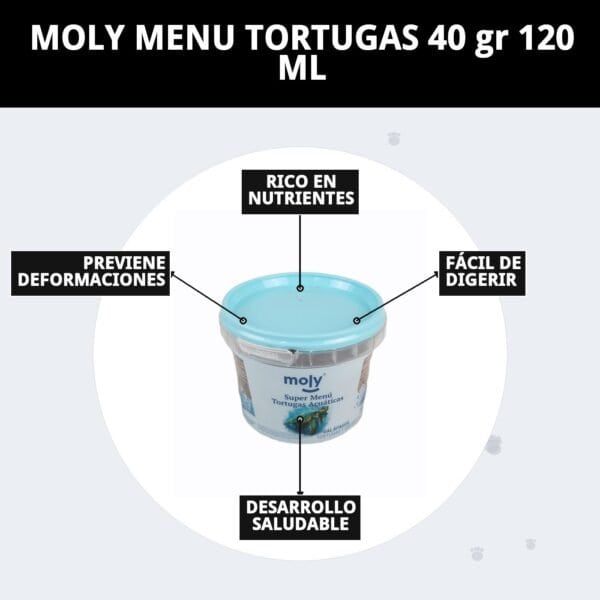 moly menu tortugas 40 gr 120 ml nutrición equilibrada