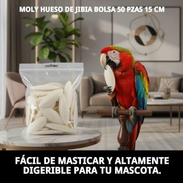 moly hueso de jibia bolsa 50 pzas 15 cm