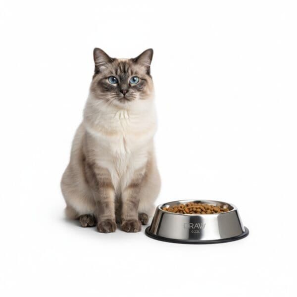Comedero para gatos de acero inoxidable, 12 cm, 0,22L, duradero y fácil de limpiar.