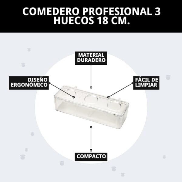 comedero profesional 3 huecos 18 cm.