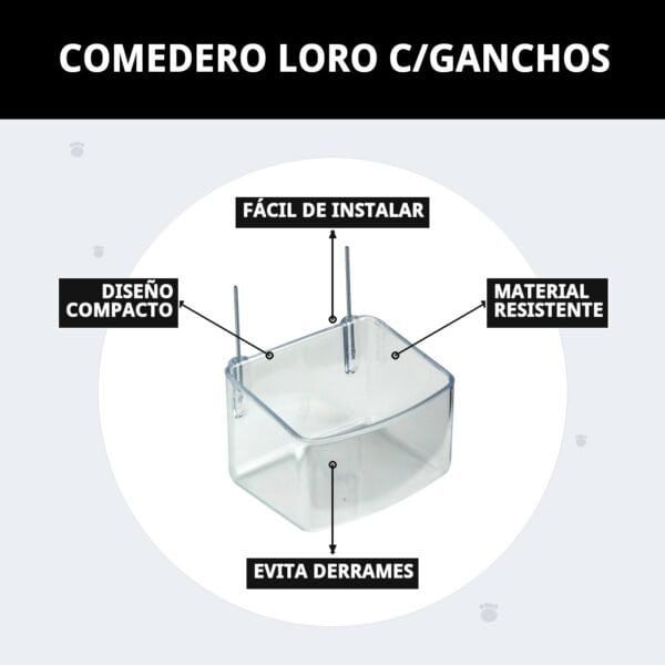 comedero loro c/ganchos