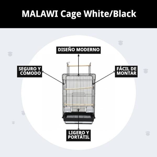 jaula malawi blanca/negra 52x41x78 cm