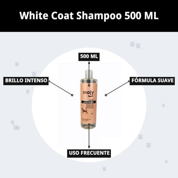 champú pelo blanco 500 ml moly | iluminador profesional para pelajes blancos y claros