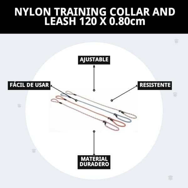 collar y ramal nylon adiestra 120 x 0,80cm