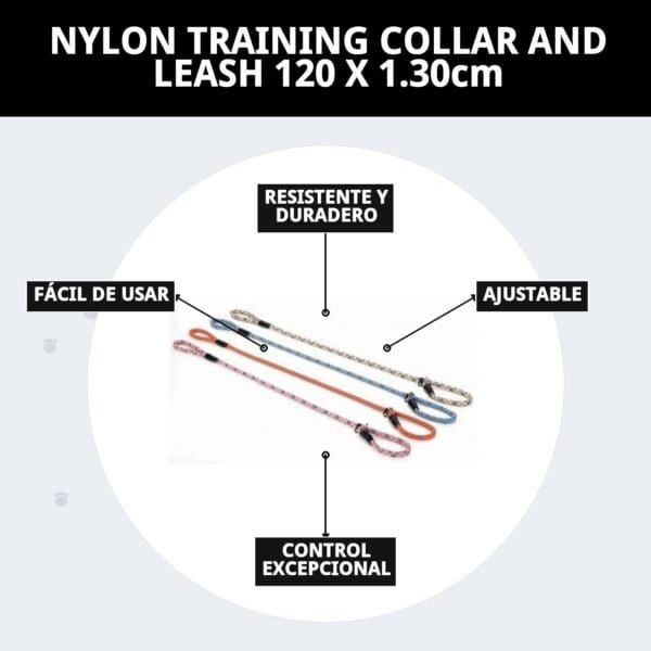collar y ramal nylon adiestra 120 x 1,30cm