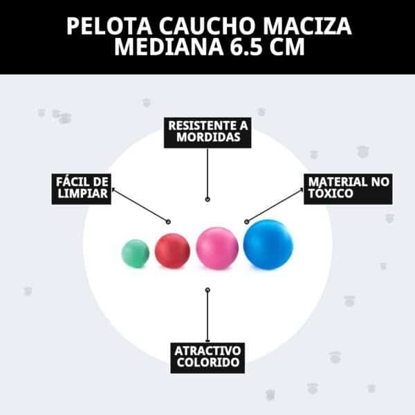 pelota caucho maciza mediana 6.5 cm