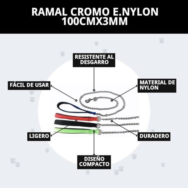 ramal cromo e.nylon 100cmx3mm