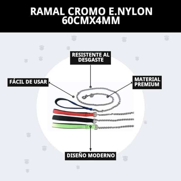 ramal cromo e.nylon 60cmx4mm