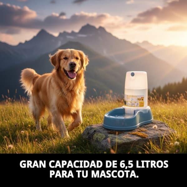 Bebedero para perros con capacidad de 6,5 litros, ideal para paseos y exteriores.