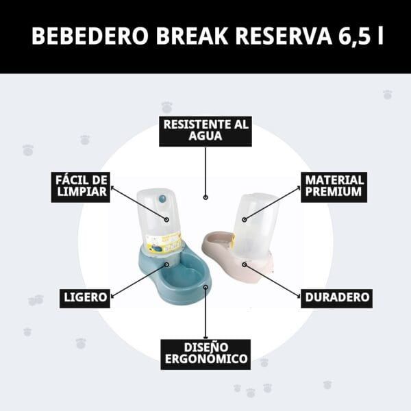 Bebedero resistente al agua y fácil de limpiar, con diseño ergonómico y material premium. Ideal para perros y gatos.