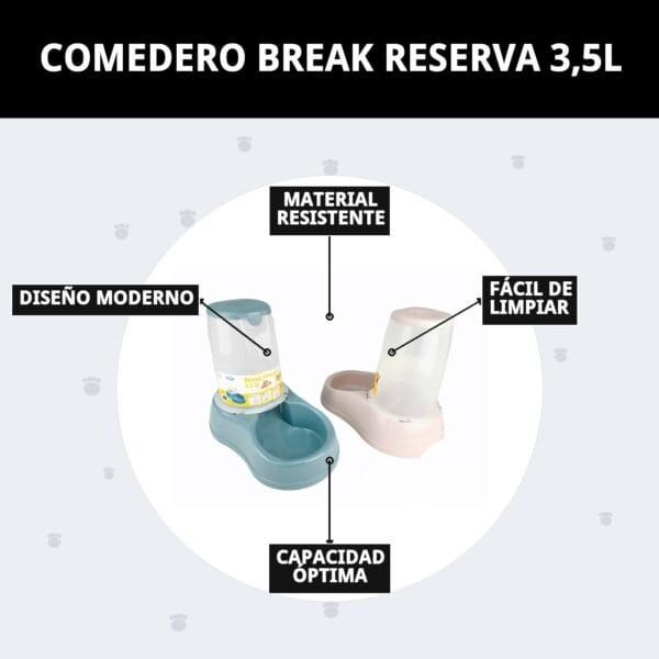 Comedero para mascotas de 3,5 litros resistente y fácil de limpiar, con diseño moderno y capacidad óptima.