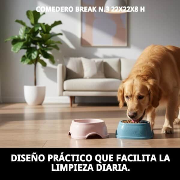 Comedero para perros de 22x22x8 cm, práctico y fácil de limpiar para mascotas.