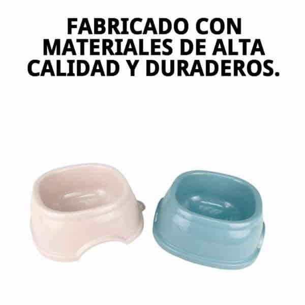 Comedero para mascotas de 33x33x13 cm en colores blanco y azul. Duradero y fácil de limpiar. Ideal para comida o agua.