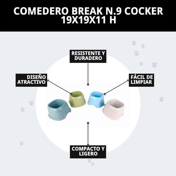 Comedero Cocker resistente, fácil de limpiar, atractivo, compacto y duradero para mascotas.