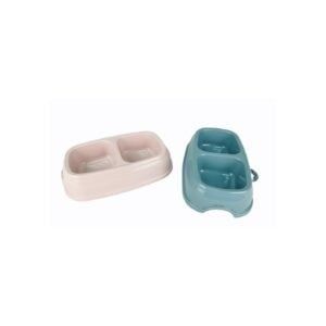 Comedero doble para mascotas, resistente y fácil de limpiar, ideal para comida y agua. Modelo Break N.13.