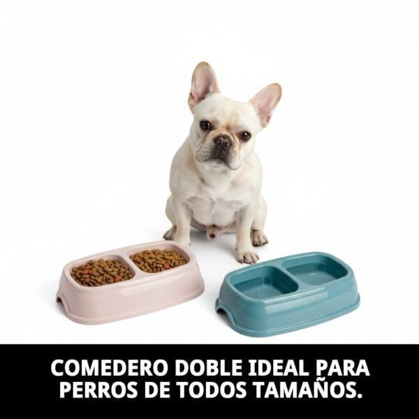 Comedero doble para perros de todos tamaños, opción práctica y moderna.