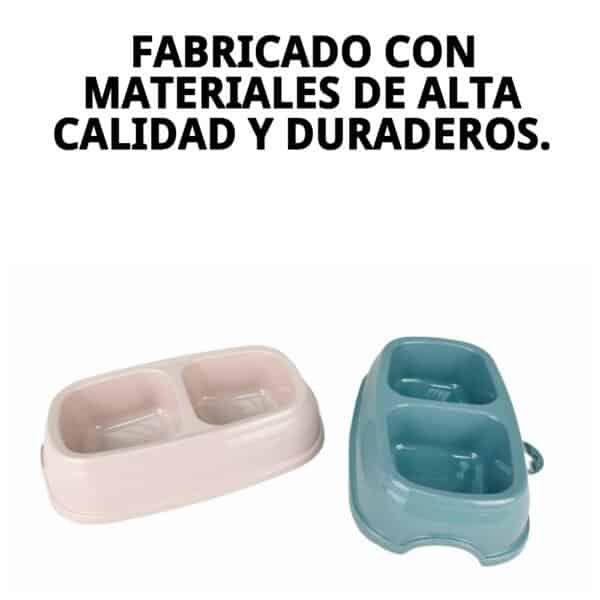 Comedero doble para mascotas 21x13x5 H, resistente y duradero.