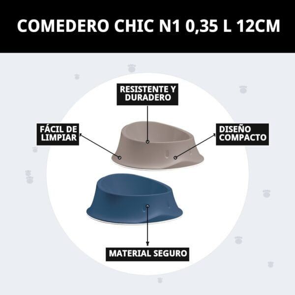 Comedero para mascotas de 0,35 litros, resistente, resistente y fácil de limpiar.