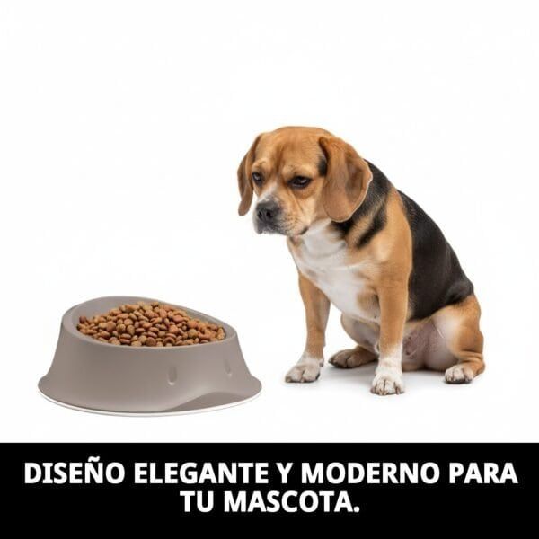 Comedero moderno para mascotas, diseño elegante y resistente en 0,65L. Ideal para perros pequeños y medianos.