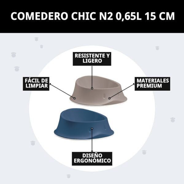 Comedero para mascotas de 0,65L, resistente, ligero y fácil de limpiar - ideal para perros y gatos.