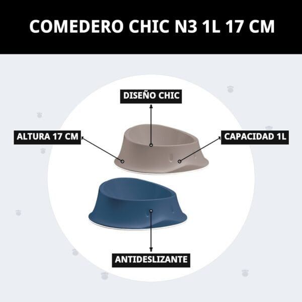 Comedero para mascotas 1 litro, diseño chic y moderno, anti-deslizante y de fácil limpieza.
