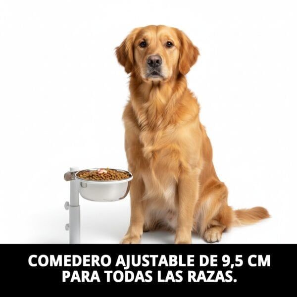 Comedero multiusos ajustable para perros y gatos, 9,5 cm, ideal para todas las razas.