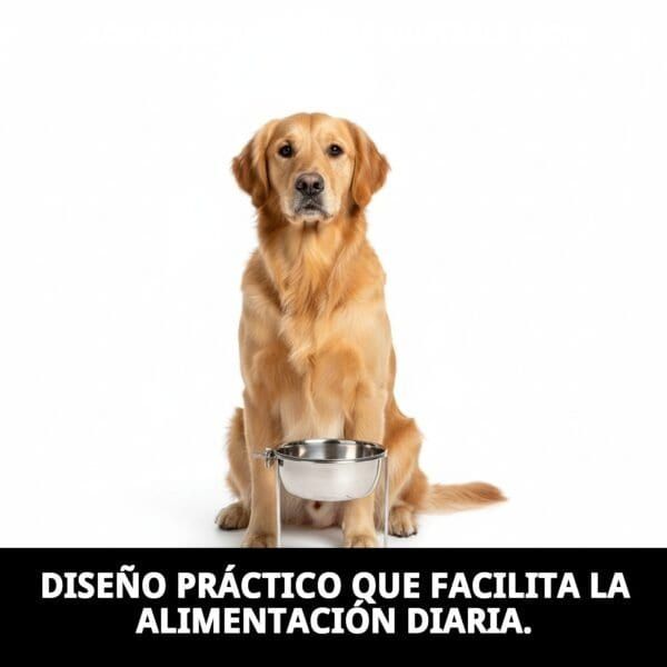 Comedero para perros ajustable de 15cm, resistente y fácil de limpiar, ideal para la alimentación diaria.
