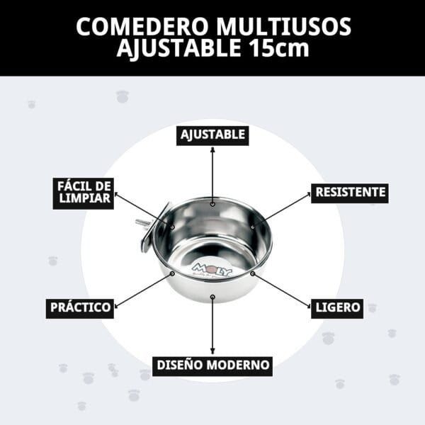 Recipiente resistente y fácil de limpiar para mascotas.