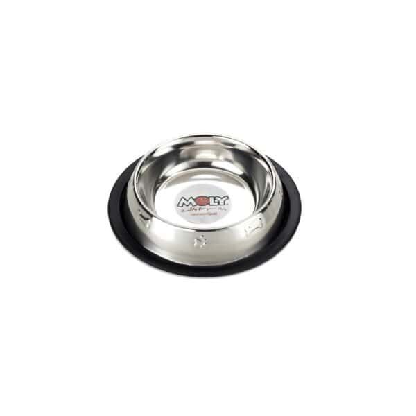 Comedero de acero para mascotas, pirámide, 12cm, 0,22L, antideslizante.