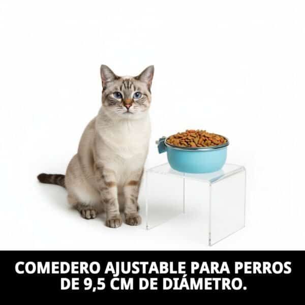 Comedero ajustable para perros y gatos de 9,5 cm de diámetro.