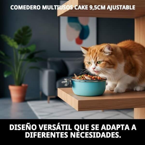 Comedero para mascotas ajustable para comida y agua, diseñado para diferentes necesidades.
