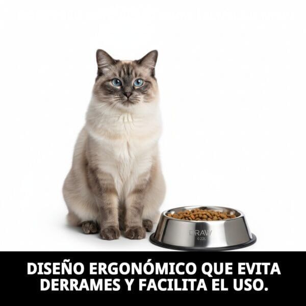 Comedero para gatos de acero, 12 cm y 0,22L, ideal para alimentación limpia y segura.