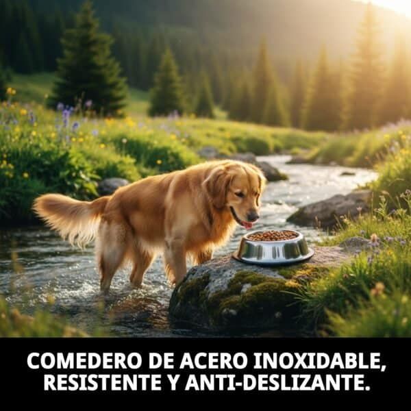 Comedero inoxidable para perros, anti-deslizante, duradero y resistente en acero inoxidable.