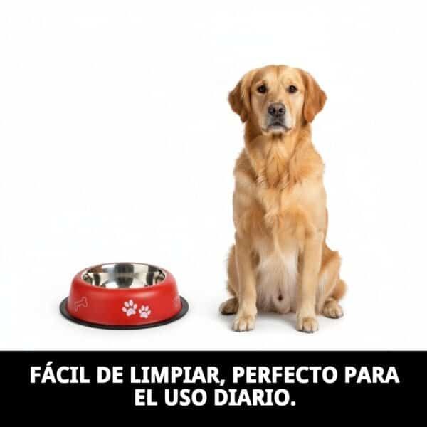 Comedero anti-desgaste en acero para perros de 25cm y 2,35L, resistente y fácil de limpiar.