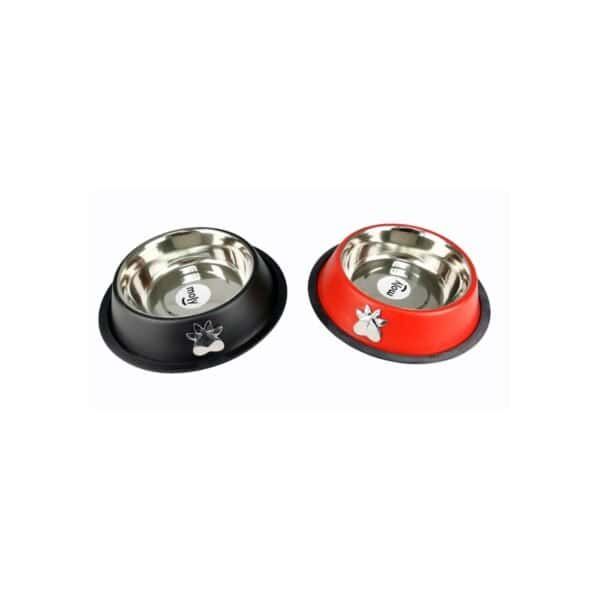 Comedero para mascotas de acero inoxidable, anti-deslizante, 18cm, capacidad 0,90L, ideal para perros pequeños.