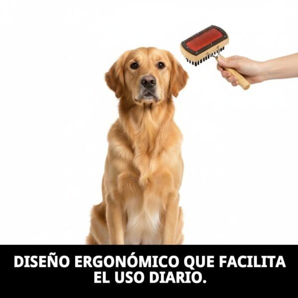 Cepillo profesional para perros de pelajes medios y largos, ergonómico y fácil de usar.